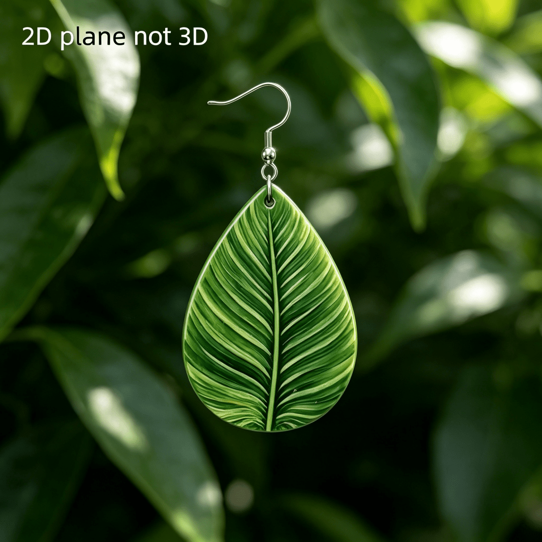 Boho Tropical Leaf Teardrop Earrings, Lightweight Acrylic Dangle